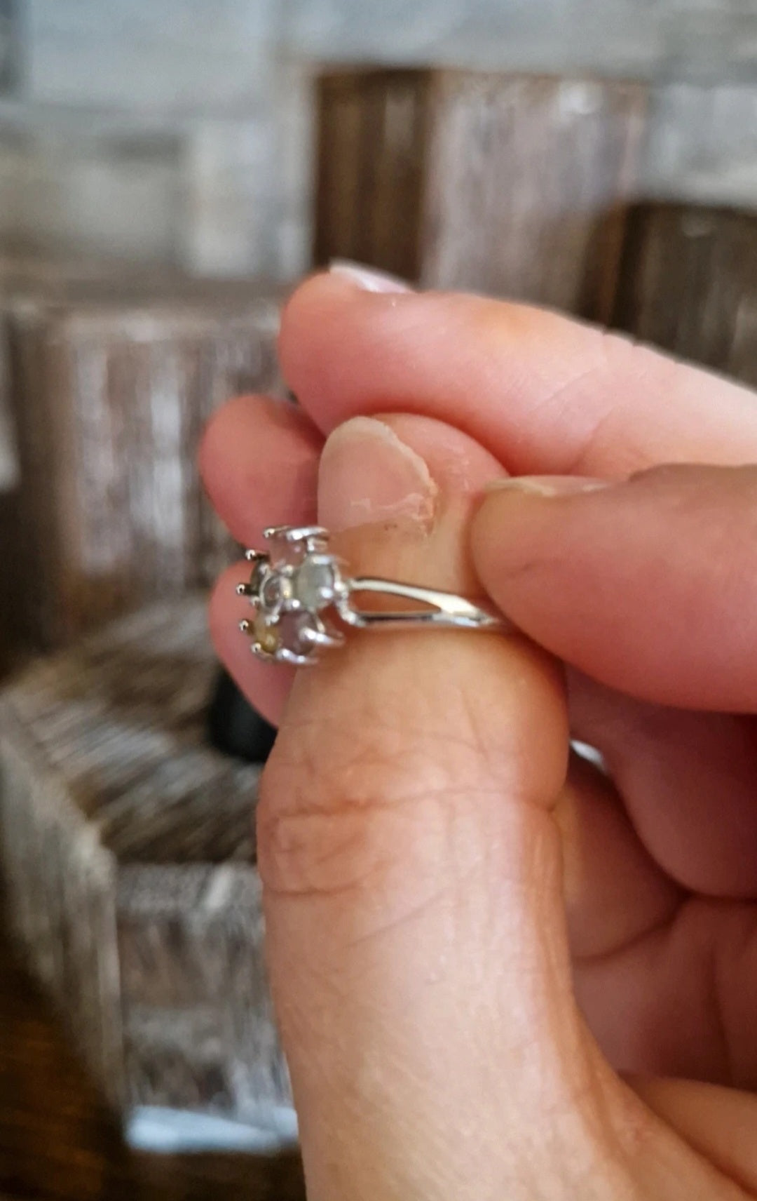 Mix Tourmaline Flower Adjustable Ring