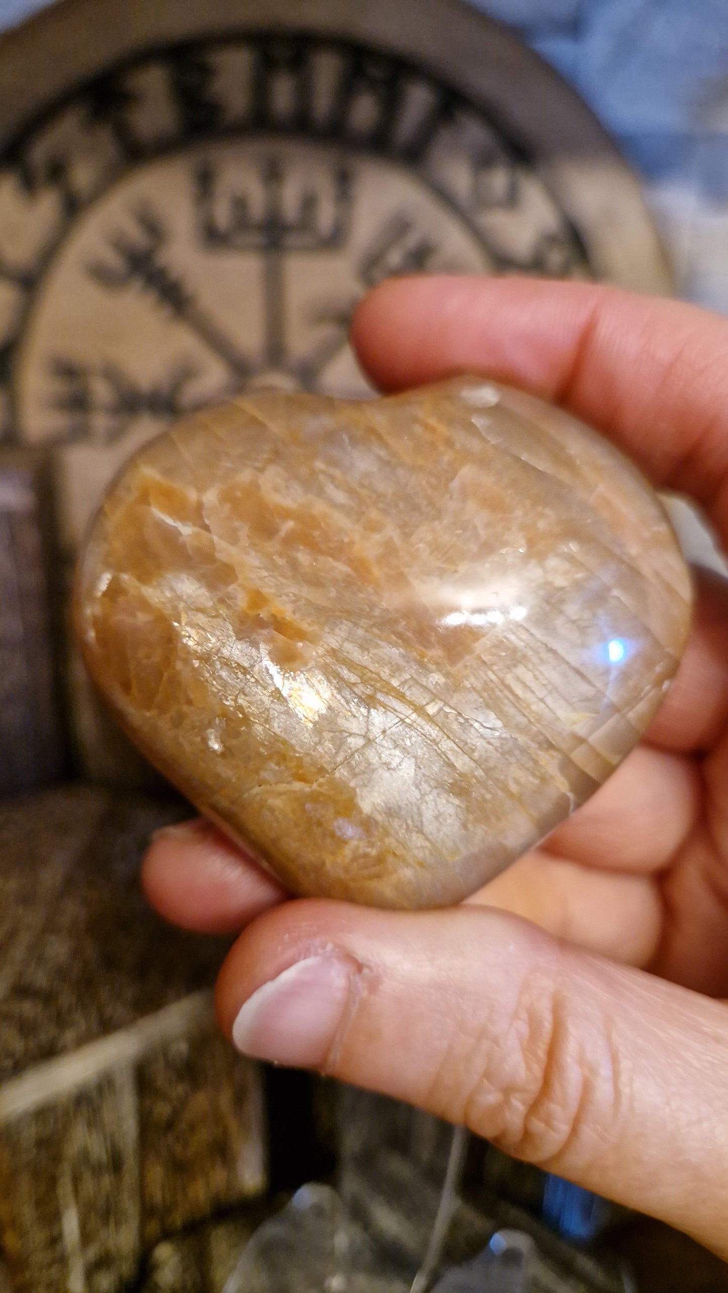 Peach Moonstone Heart - 38