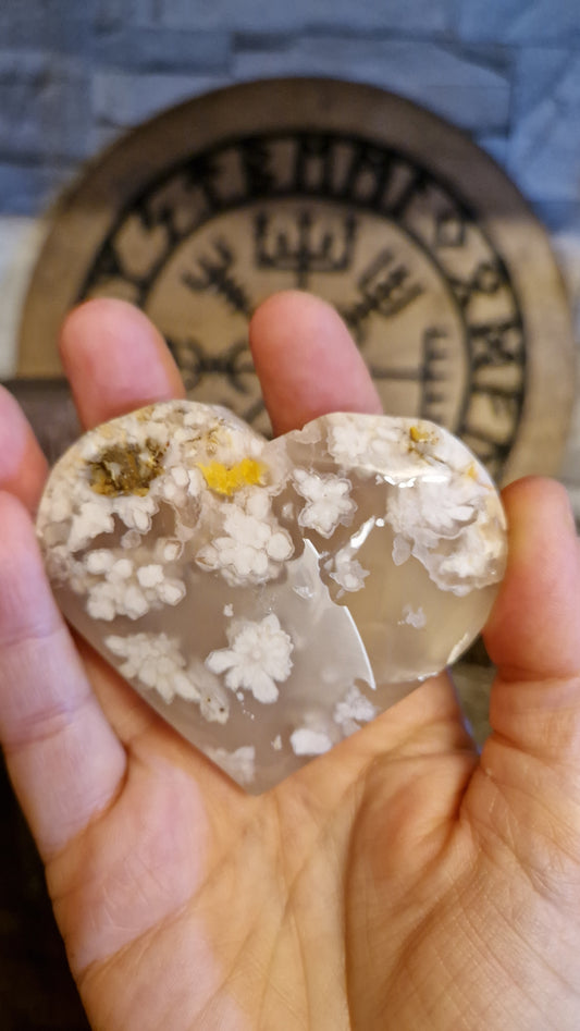Flower Agate Heart - 25