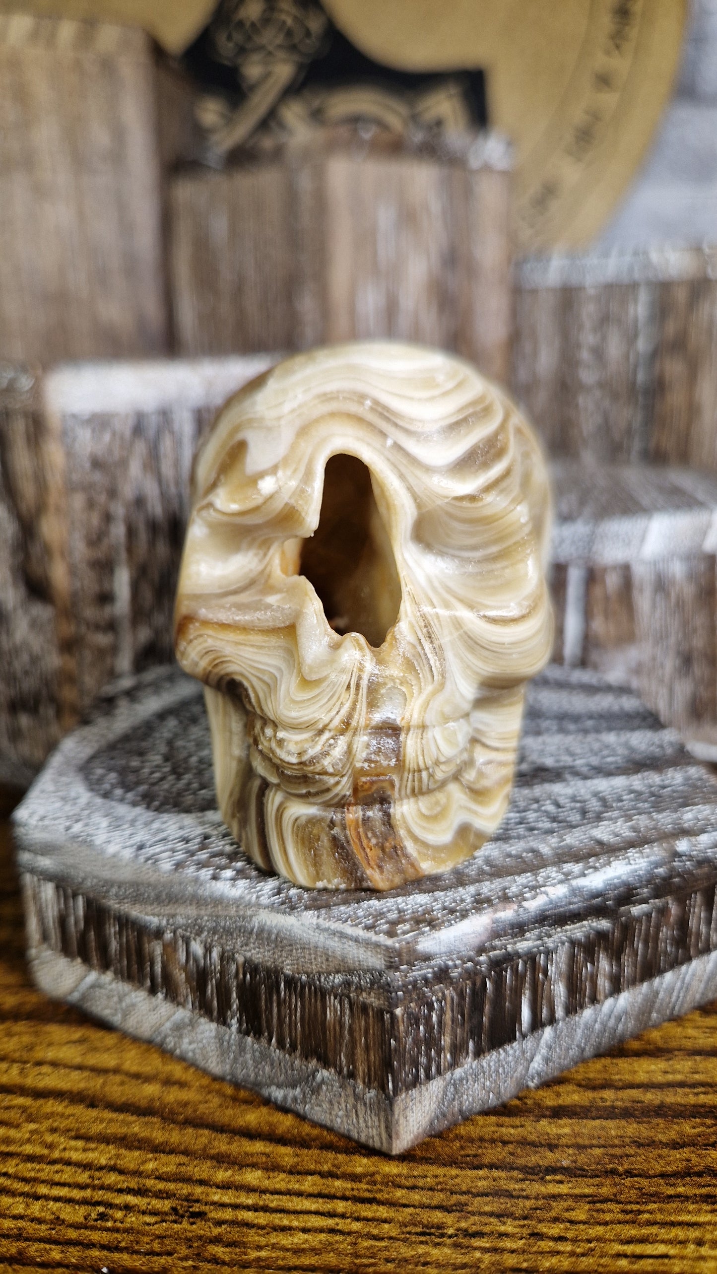 Chocolate Calcite Skull - 12