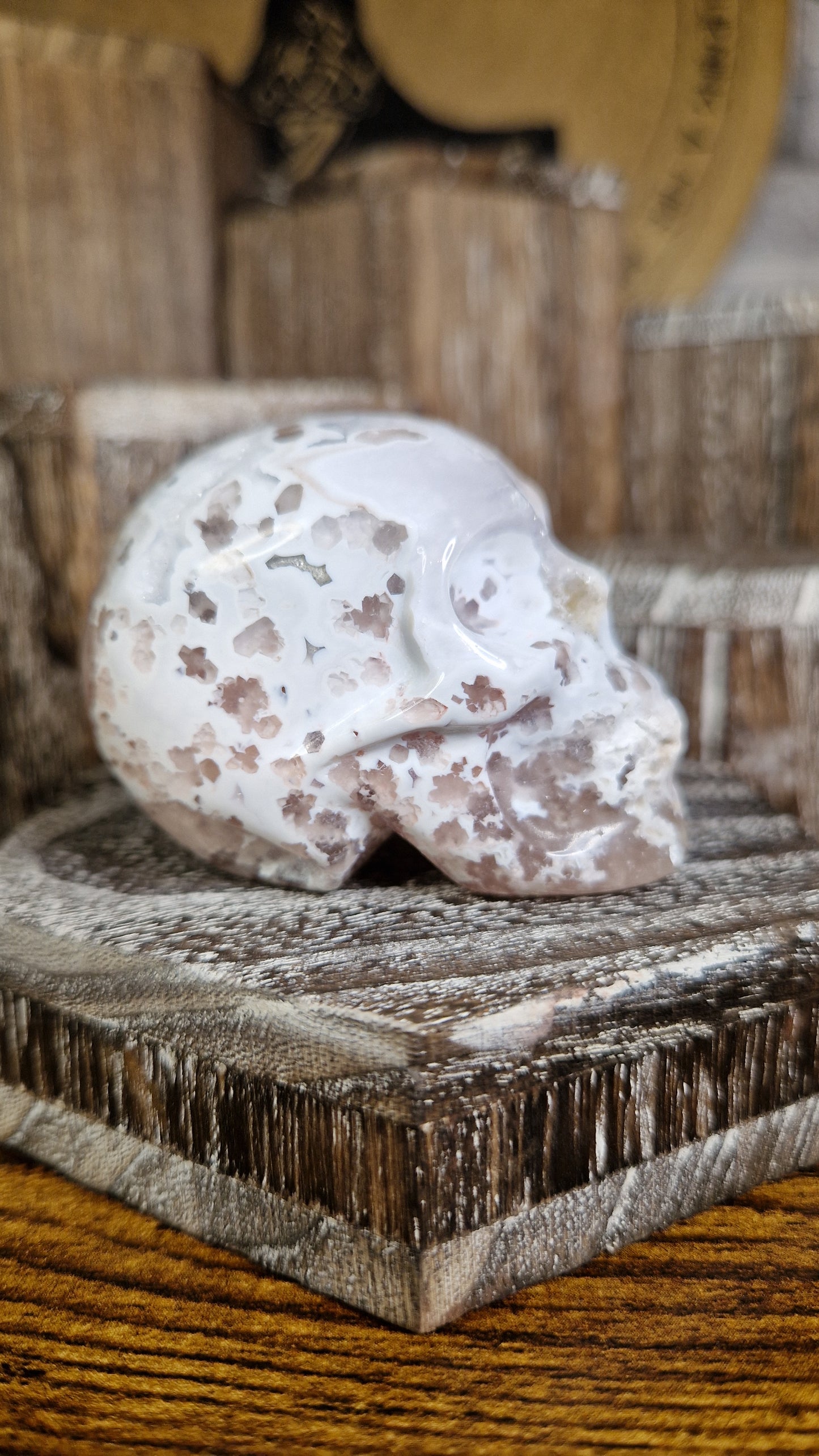 Flower Agate Skull - 14