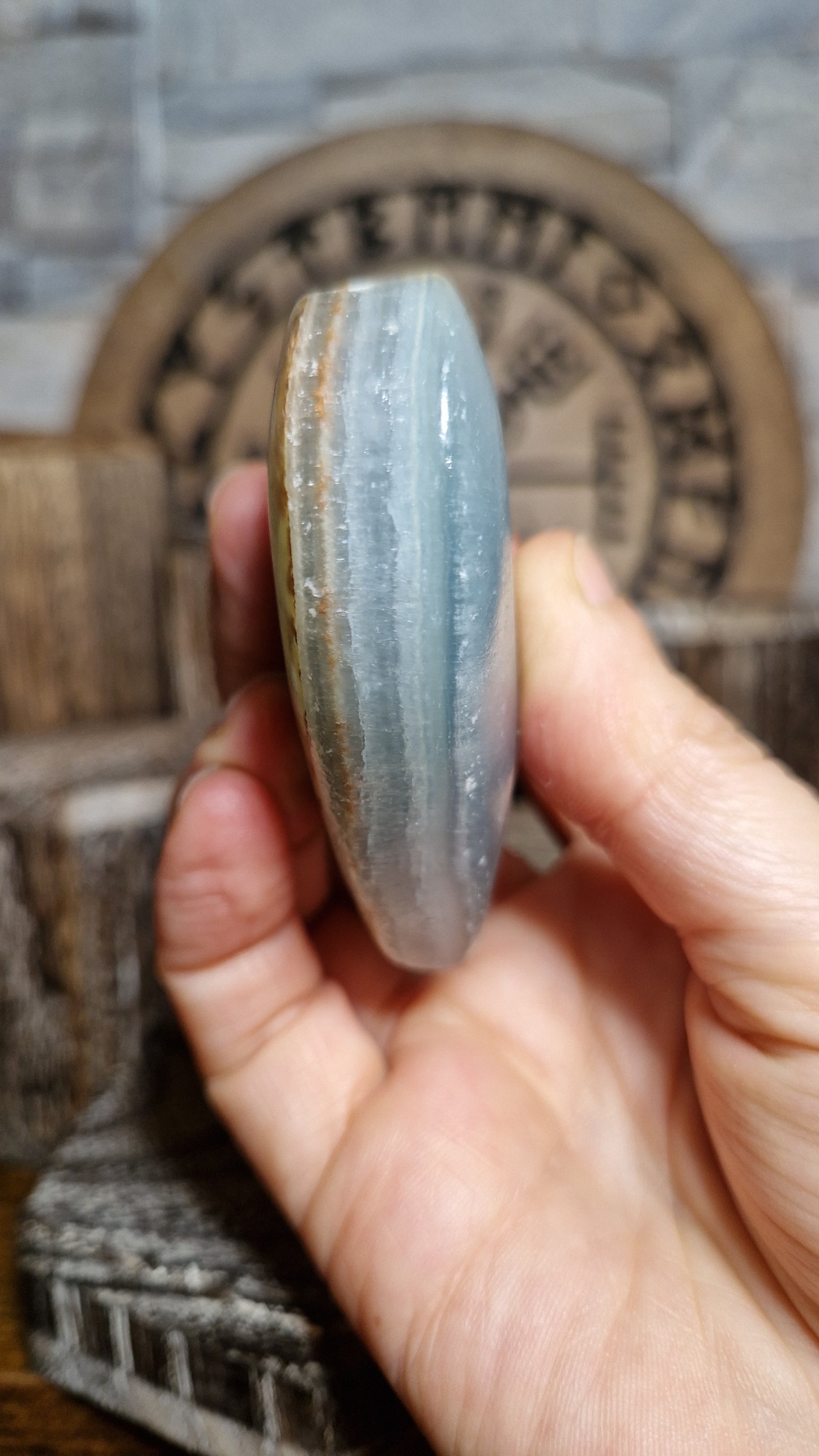 Lemurian Aquatine Calcite Heart - 11