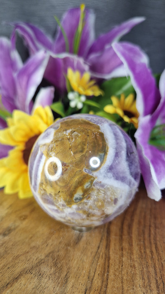 Chevron Amethyst Sphere - 407