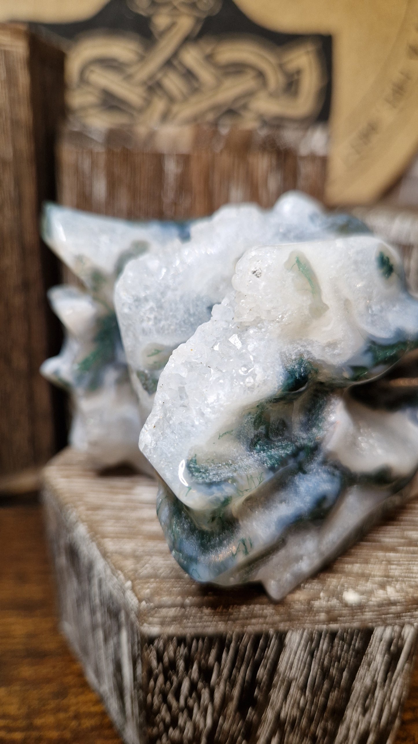 Moss Agate Dragon's Head - 1