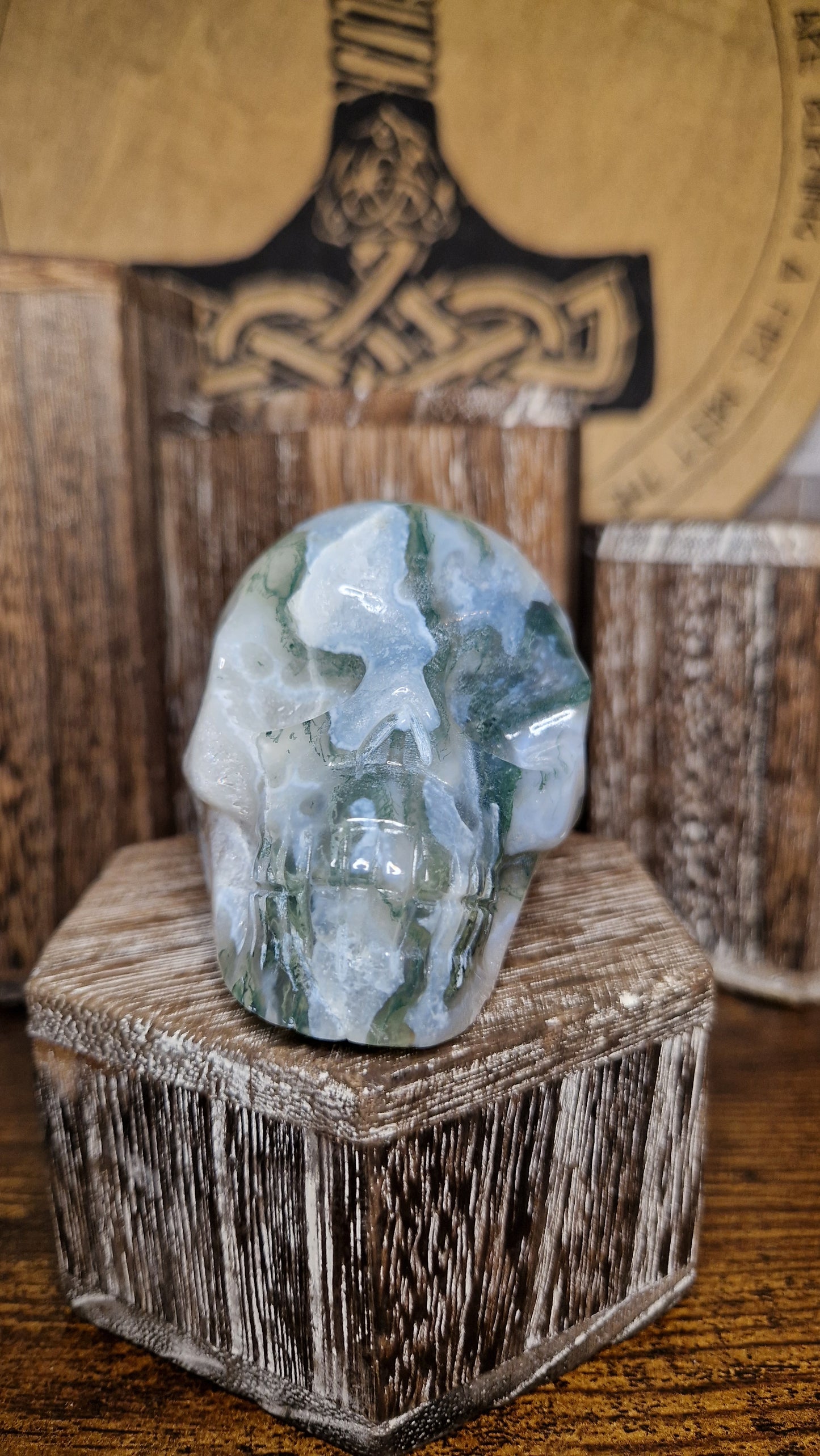 Moss Agate Skull - 10