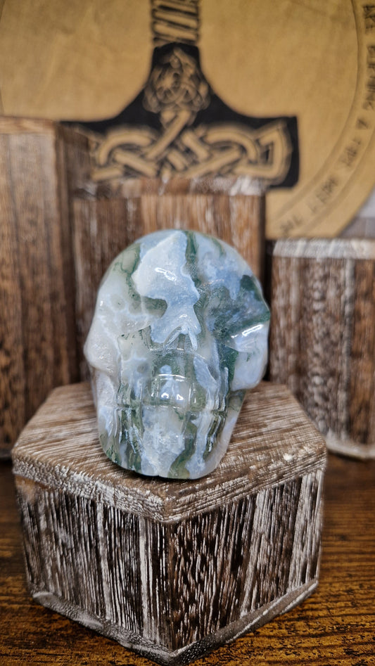 Moss Agate Skull - 10