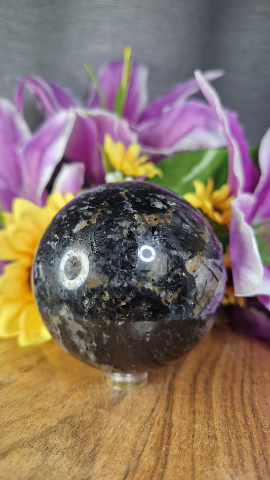 Tourmalineted Quartz Sphere - 48