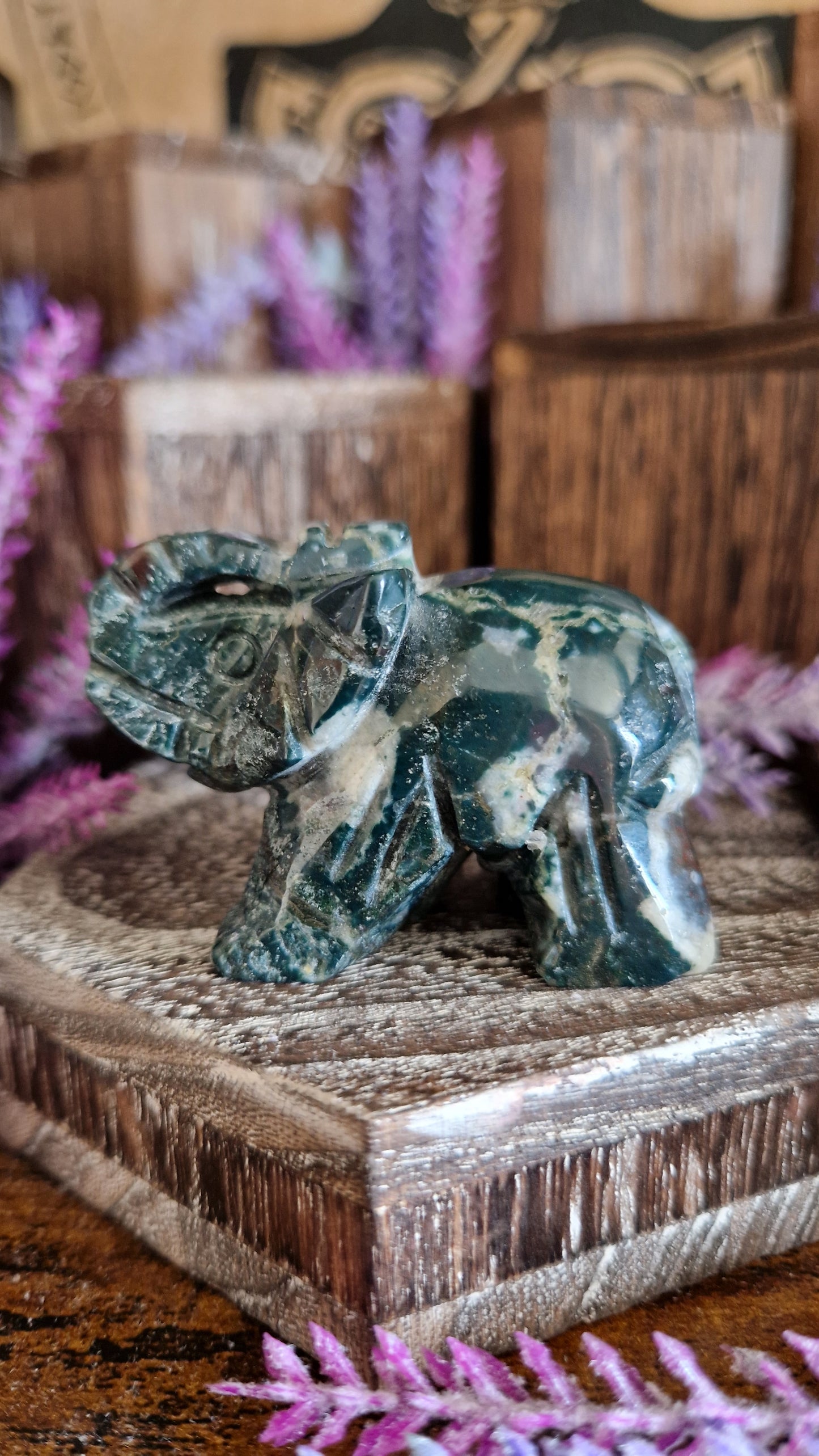 Moss Agate Elephant