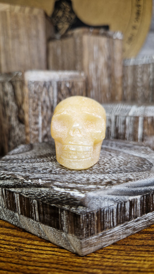 Yellow Calcite Skull - 24