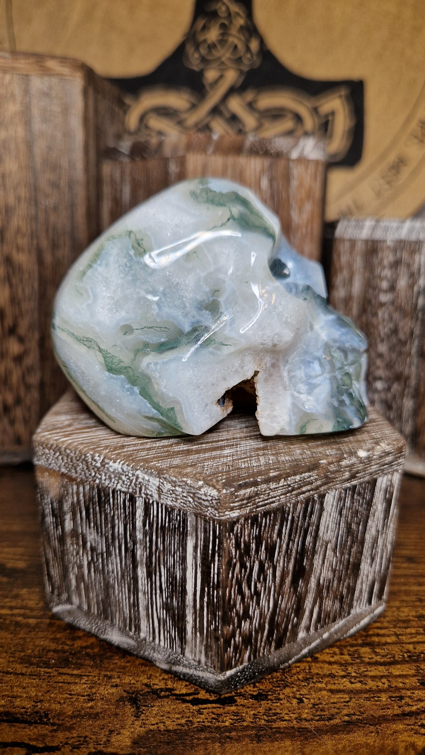 Moss Agate Skull - 10