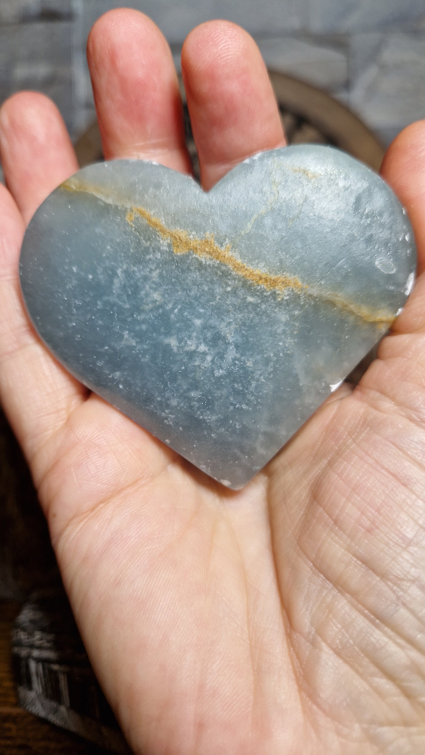 Lemurian Aquatine Calcite Heart - 11