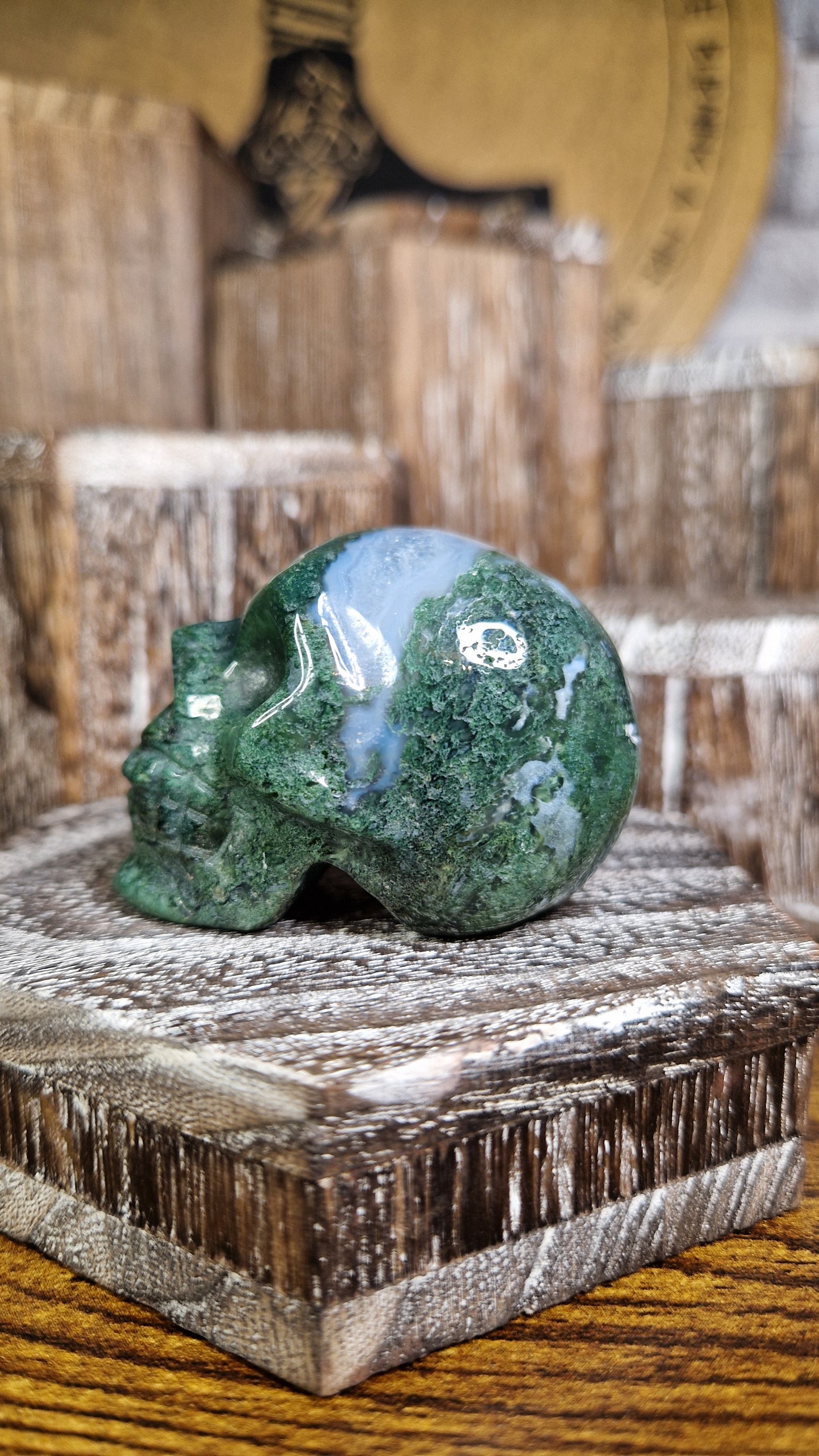 Moss Agate Skull - 20