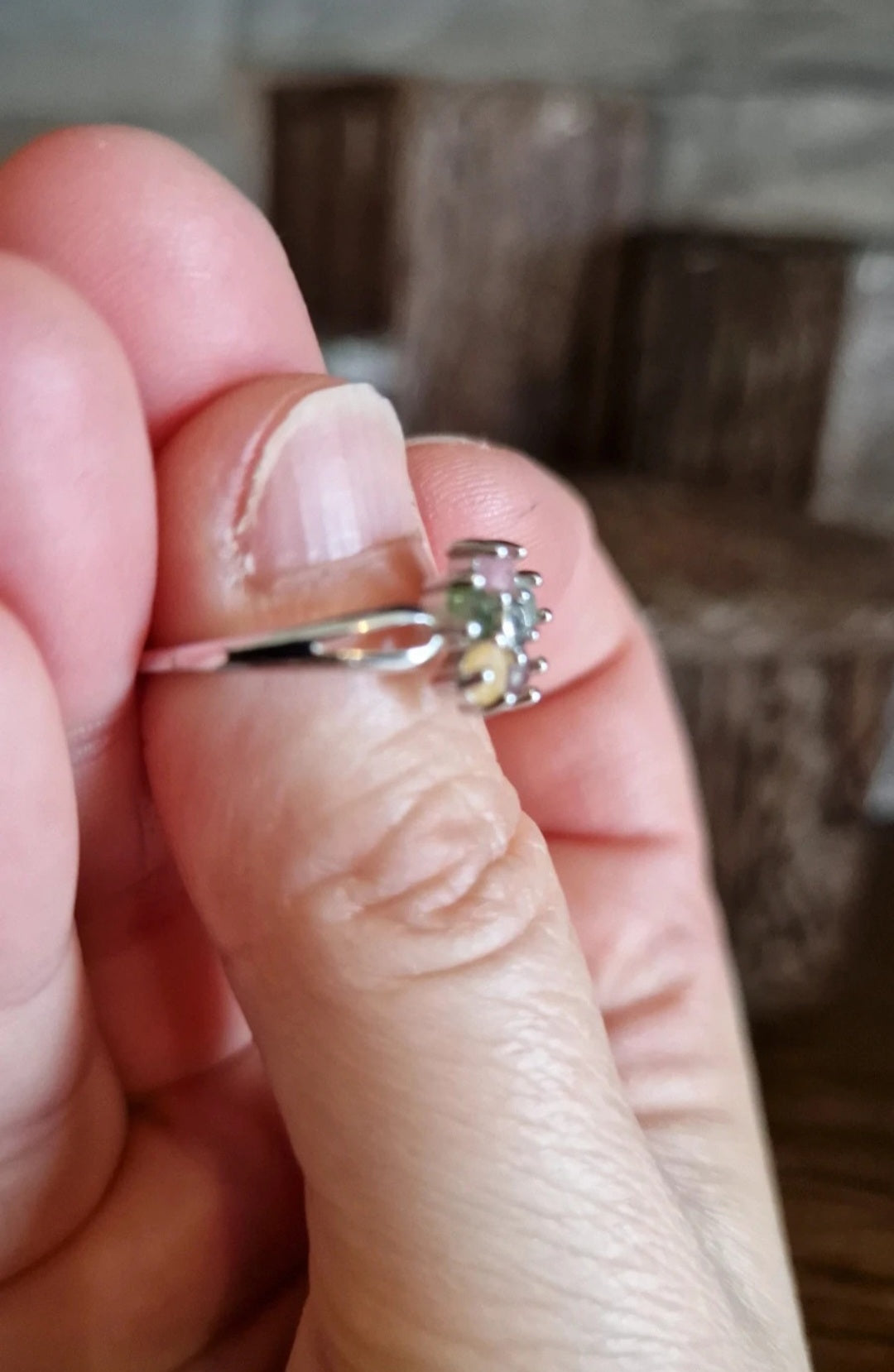 Mix Tourmaline Flower Adjustable Ring
