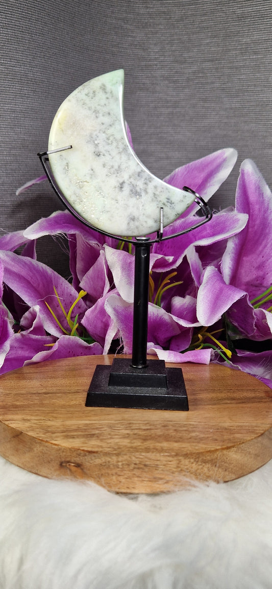 Chrysoprase Moon with Stand - 346