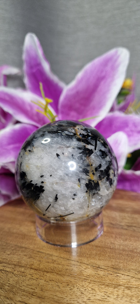 Tourmalineted Quartz Sphere - 328