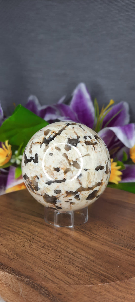 Moonstone and Smoky Quartz Sphere - 498