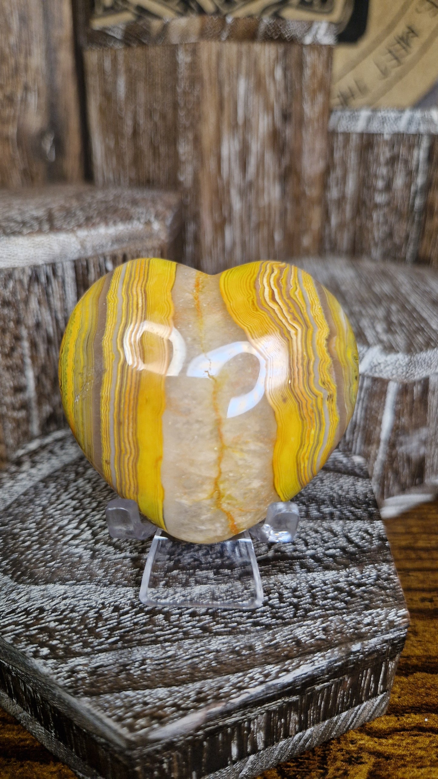 Yellow Banded Agate  Heart - 91