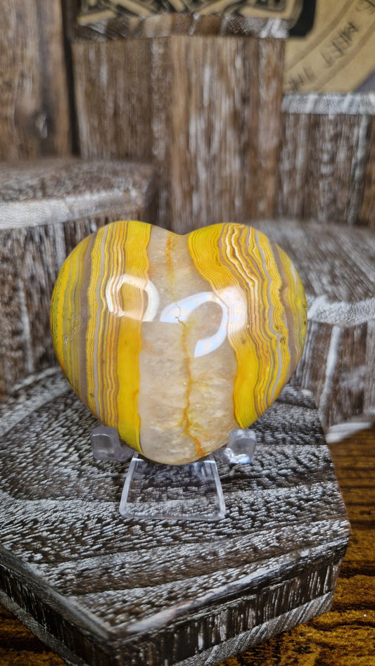 Yellow Banded Agate  Heart - 91
