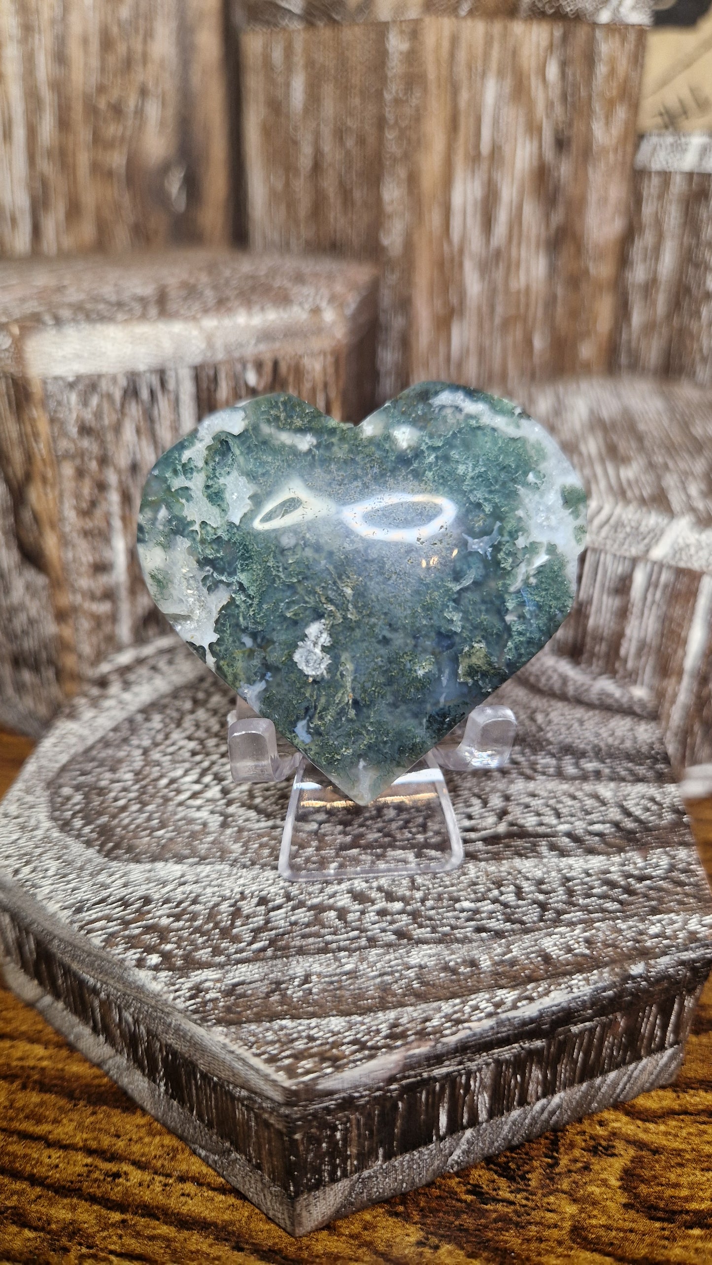 Moss Agate Heart  - 77