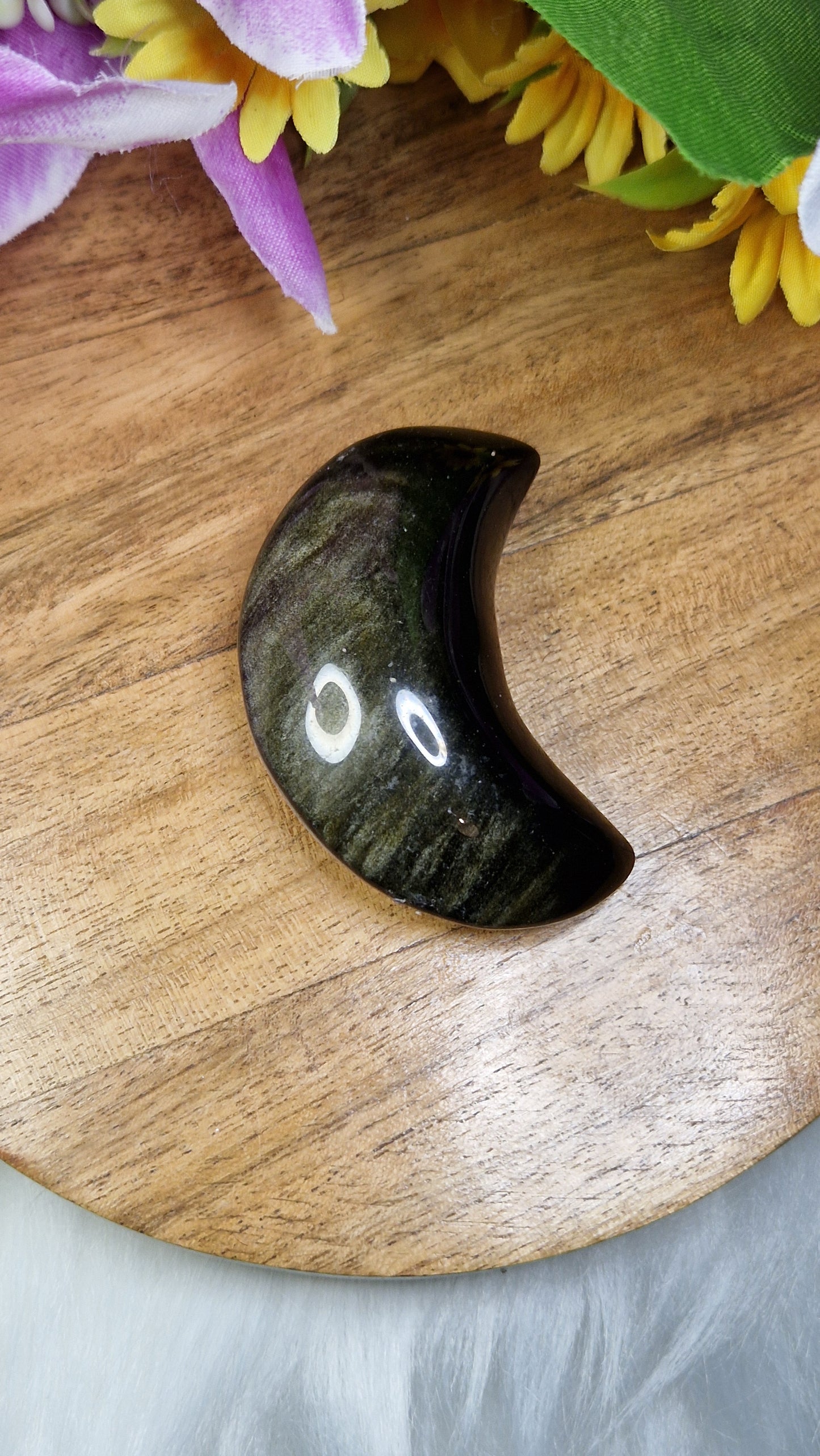 Golden Sheen Obsidian Moon - 5
