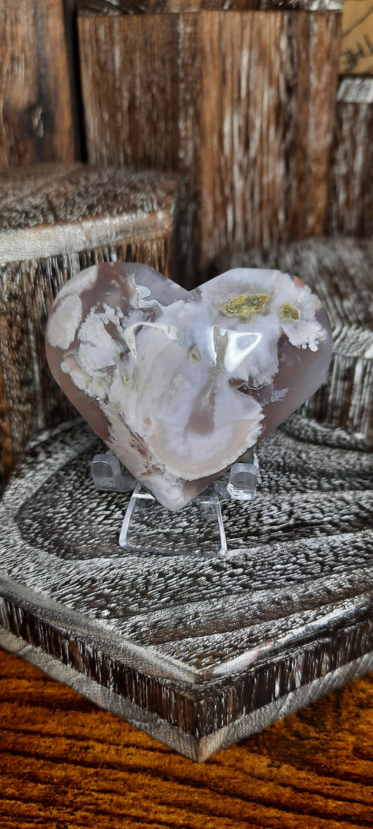 Flower Agate  Heart - 73