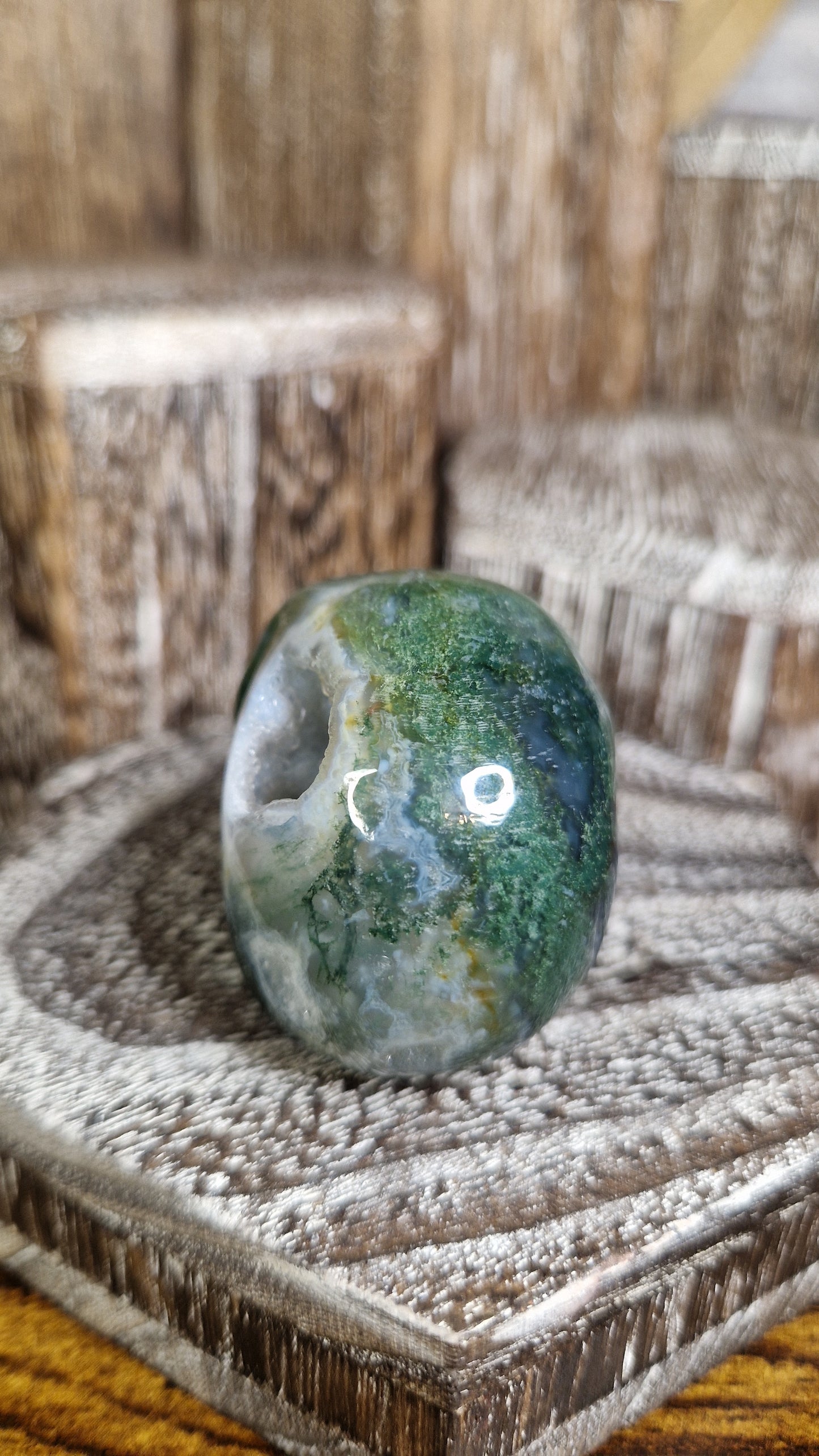 Moss Agate Skull - 18