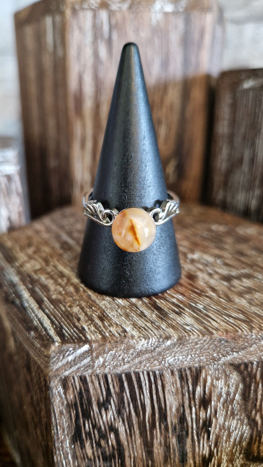 Flower Agate Adjustable Ring