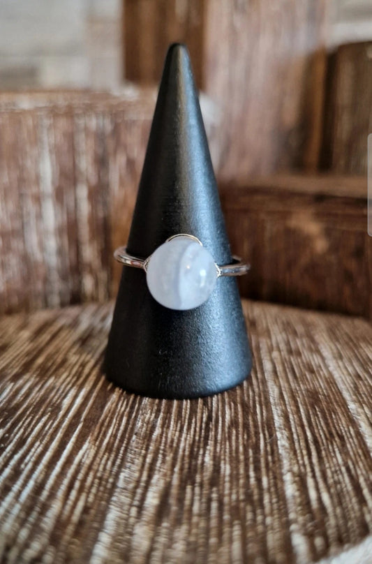 Blue Lace Agate Adjustable Ring