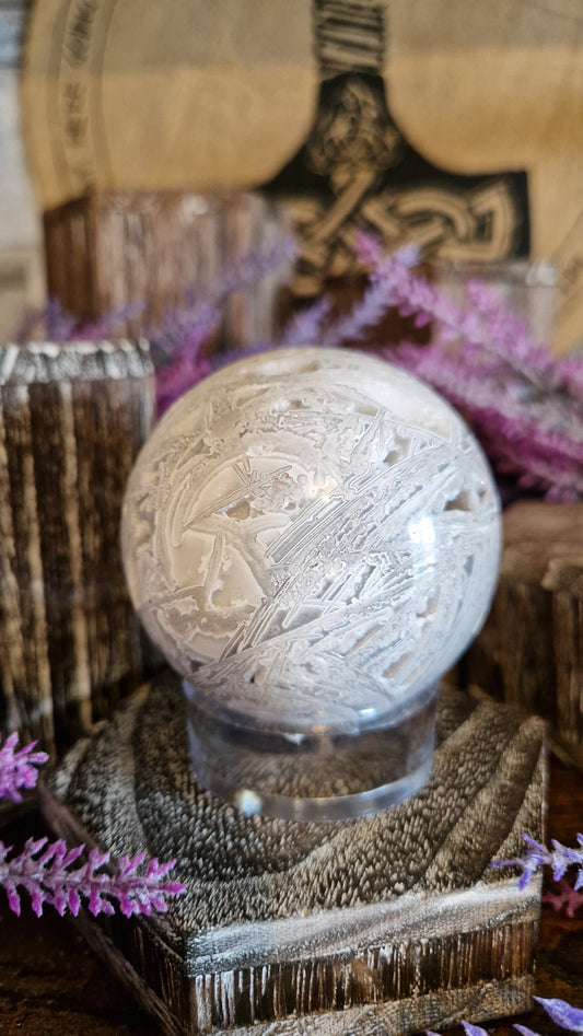 White Mexican Agate Sphere - 147
