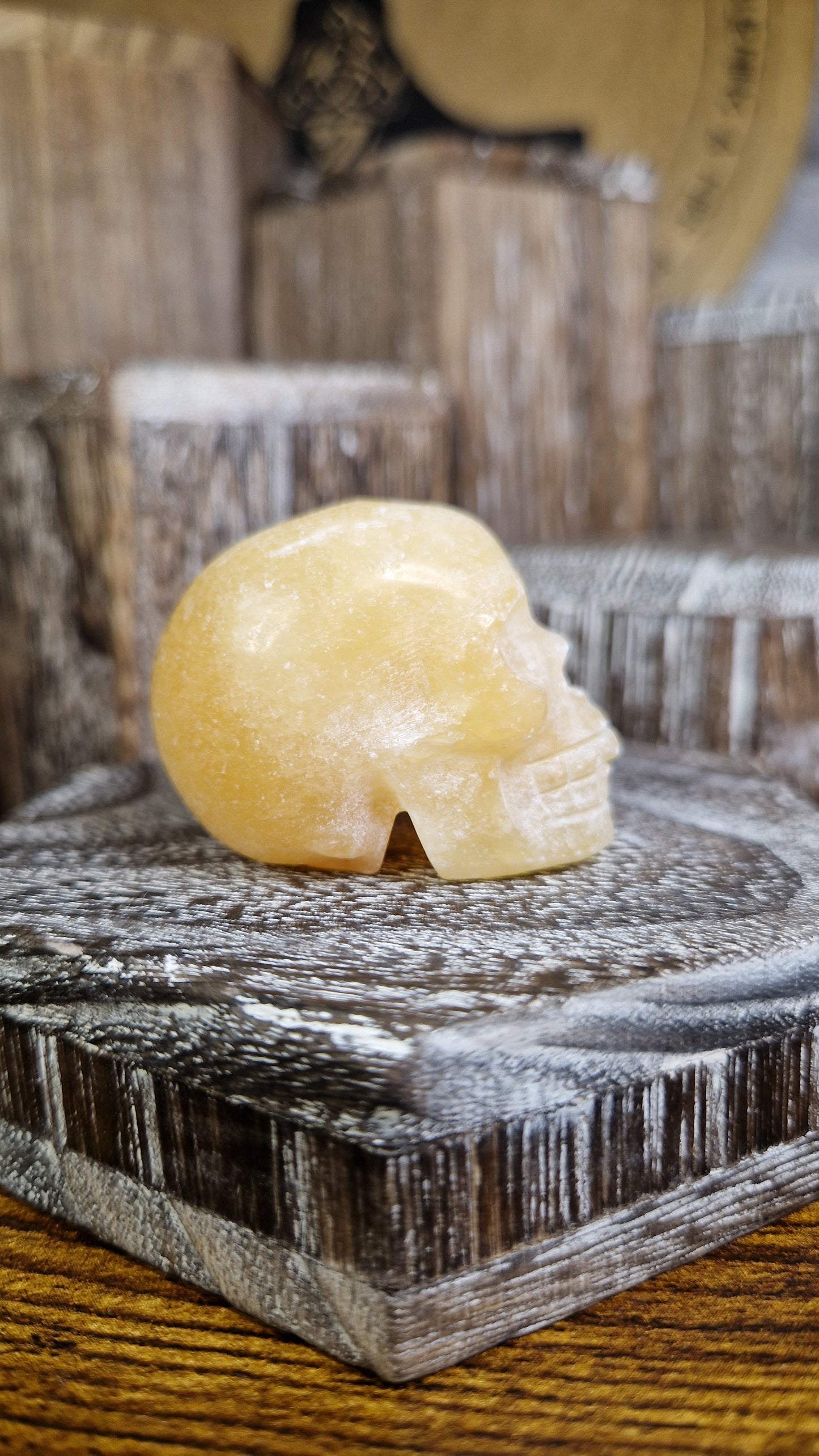 Yellow Calcite Skull - 24