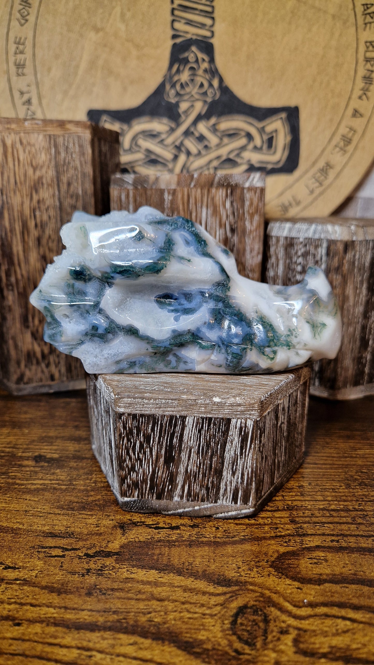 Moss Agate Dragon's Head - 1